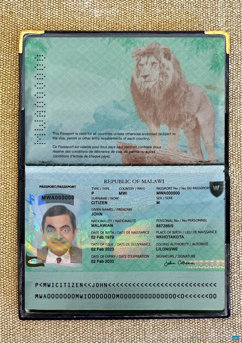 Download Malawi passport 2023 present photolook Photoshop template
